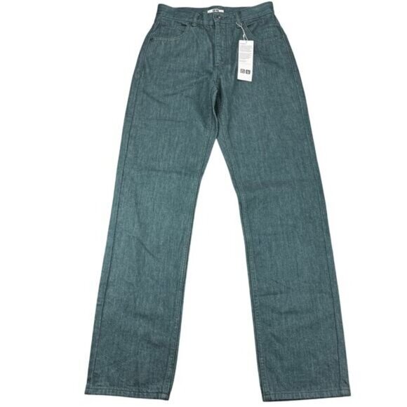 Uniqlo Dark Green Regular-Fit Straight High-Rise Jeans Size 24 X 32 - Picture 2 of 5